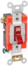 Leviton 20-Amp, 120 Volt, Toggle Pilot Light, Illuminated On, Req. Neutral Single-Pole AC Quiet Switch, Extra Heavy Duty Grade, Self Grounding, 1221-PLR, Red