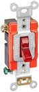Leviton 20-Amp, 120 Volt, Toggle Pilot Light, Illuminated On, Req. Neutral Single-Pole AC Quiet Switch, Extra Heavy Duty Grade, Self Grounding, 1221-PLR, Red