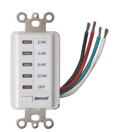 Woods Southwire In-Wall 12-Hour Digital Countdown Timer - Automatic Shut-Off Timer - LED Compatible Timekeeper - Energy-Efficient Wall-Mounted Timer - White