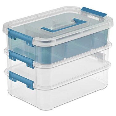 Sterilite 14138606 10-5/8" L X 7-1/4" X 7-5/8" 3 Layer StackCarry Box ,4 pack