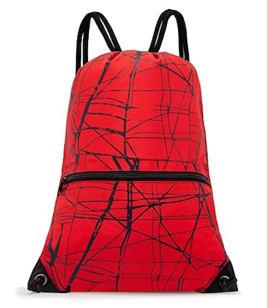 HOLYLUCK Drawstring Backpack Bag Sport Gym Sackpack ,metallic-red