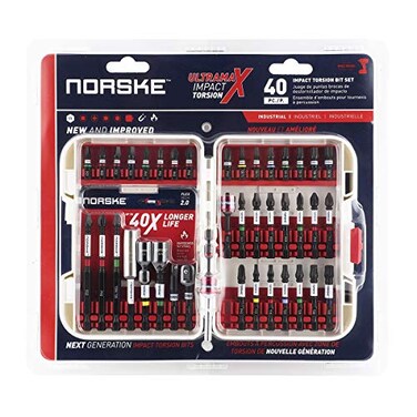 Norske Tools 40-Piece Impact Driver Bit Set - Torsion Screwdriver Bits ,PH, SQ, Float Collar, Socket Adapters, NutsettersMagnetic Bit Holder