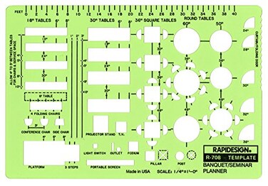 Rapidesign 1/4 Inch Banquet/Seminar Planner Template, 1 Each ,R708