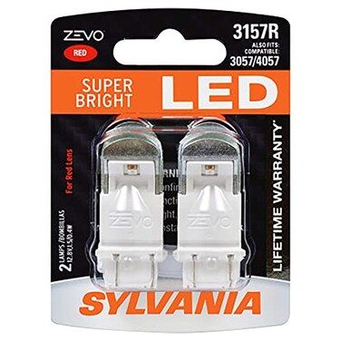 SYLVANIA 3157 ZEVO LED Red Bulb, StopTail Light, 2 Bulbs