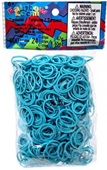 Rainbow Loom Twistz Bandz Latex Free Rubber Band RefillC-Clips - Turquoise