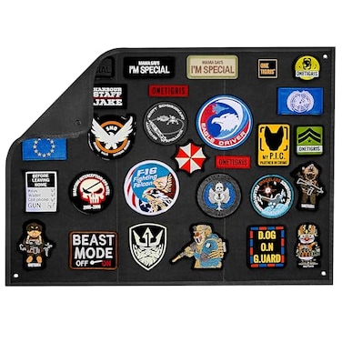 OneTigris Tactical Patch Display, Funny Foldable Patches Panel Holder Board for Military Army Combat Morale Uniform, HookLoop Emblems,Black - 22"x17