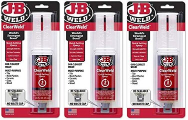 J-B Weld 50112 ClearWeld Quick-Setting Epoxy Syringe - Clear - 25 ml ,3 Count