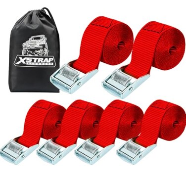 XSTRAP STANDARD 6PK 8FT Cam Buckle Lashing Straps, Cargo Tie-Down Straps