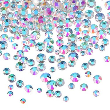 Bememo 3456 Pcs AB Rhinestones Flat Back Crystals Diamond, Clear