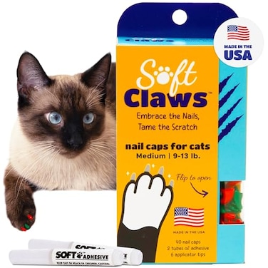 Soft Claws Nail Caps for Medium Cats, 40 Caps, RedGreen
