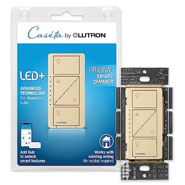 Lutron Caseta Smart Dimmer Switch ,Smart Hub Required, No Neutral Required