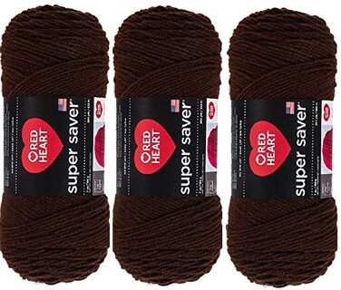 Red Heart Super Saver Yarn ,3-PackCoffee E300-365