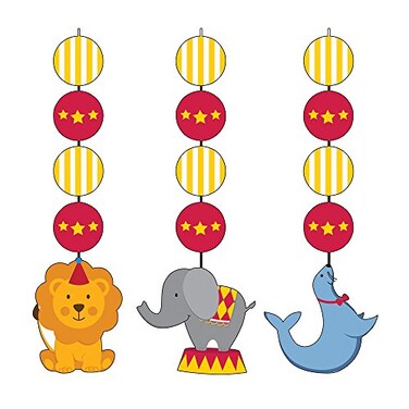 Creative Converting 3-Count Hanging Cutout Party Decorations, Circus Time