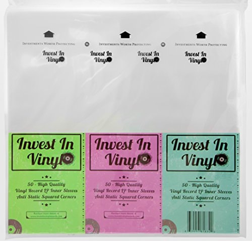 إنفستن Investin 50 Lp Inner Sleeves Anti Static Square Vinyl Record Sleeves 33 Rpm 12 12inch