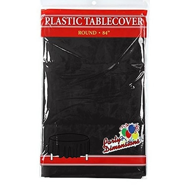 Party Dimensions Vibrant Black Solid Plastic Tablecover ,84"- Durable, StylishEasy-to-Clean, Perfect For PartiesEvents - 1 Count