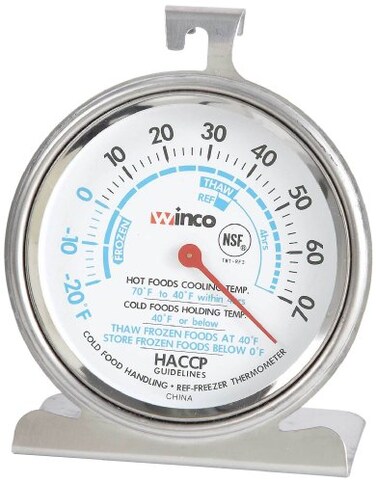 Winco 3" Dial Refrigerator/Freezer Thermometer