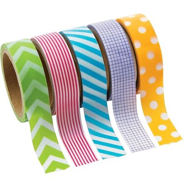 Fun Express Primary Patterned Washi Tape Set ,5 Rolls Per UnitEach Roll Includes 16 Ft. of Tape.
