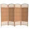 Red Lantern 4 ft. Short Fiber Weave Folding Screen - Natural - 4 Panels