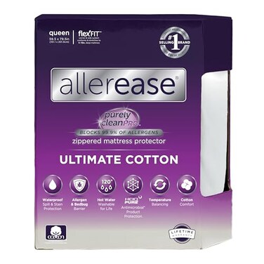 Aller-Ease AllerEase Ultimate Allergy Protection and Comfort Zippered Mattress Protector Queen, White