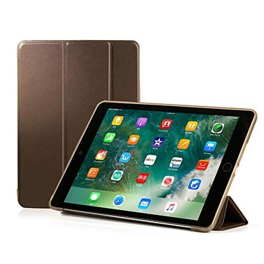 RUBAN Case Compatible with iPad ,9.7-Inch, 2018/2017 Model- Ultra Slim Lightweight Smart Shell Standing Cover with Auto Wake/Sleep Feature, ,Brown
