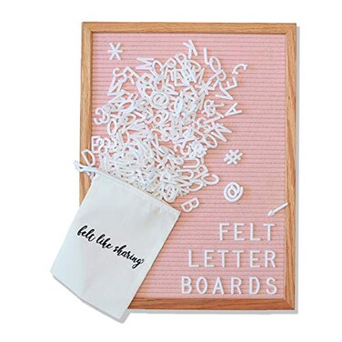 Felt Like Sharing Letter Board“ Light Pink Felt ,12x16“ Oak Frame