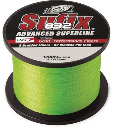 Sufix 832 Braid Line-1200 Yards ,Neon Lime, 20-Pound