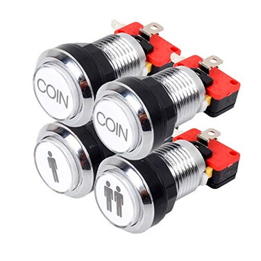 EG STARTS Arcade Buttons Chrome Silver Plated 5V12V LED Iit Push Button