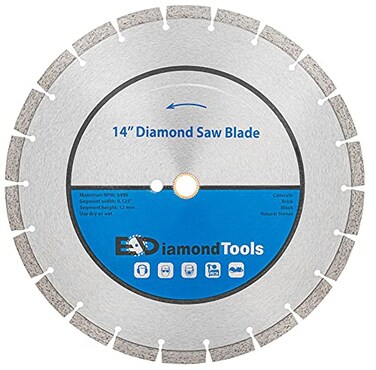 EDiamondTools 14" Segmented Diamond Saw Blade for Concrete, Brick, Block and Masonry