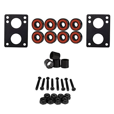 Amphetamine ABEC 5 Skateboard and Longboard Hardware Refresh Kit&ldquo; Precision Bearings, Risers, Mounting Hardware, Spacers ,1/4" Risers
