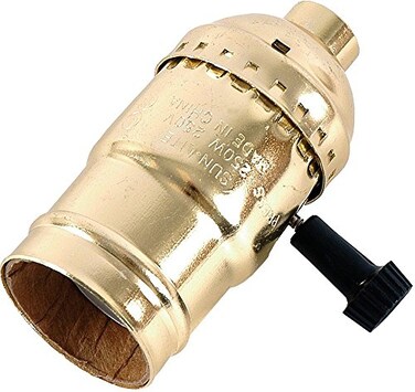 GE Power Gear 3-Way Lamp Socket, Medium Base, Brushed Gold, 1 Pack