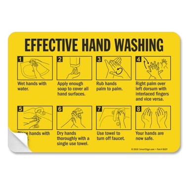 SmartSign "Effective Hand Washing" Label7" x 10" Laminated Vinyl
