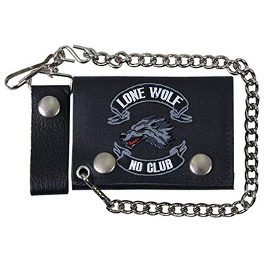Hot Leathers ,WLB1007 Black, 4" Lone Wolf Tri-Fold Wallet