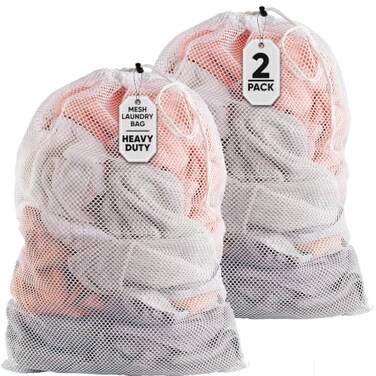 Handy Laundry Mesh XL Laundry Bag 24"x36" 2-Pack, Heavy Duty, White
