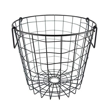 DII Metal Wire Utility Storage Bin, Small Round, 12x12x10", Black