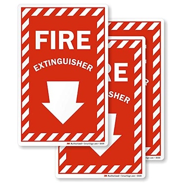 SmartSign Fire Extinguisher Label with Down Arrow4" x 6" 3M Engineer Grade Reflective, Pack of 3, Made in USA