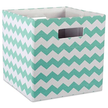 DII Collapsible Polyester Storage Cube, Chevron, Aqua, Large