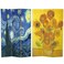 Red Lantern Double Sided Van Gogh Canvas Room Divider - Starry Night/Sunflowers, 6 Foot Tall, 3 Panel