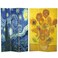 Red Lantern Double Sided Van Gogh Canvas Room Divider - Starry Night/Sunflowers, 6 Foot Tall, 3 Panel