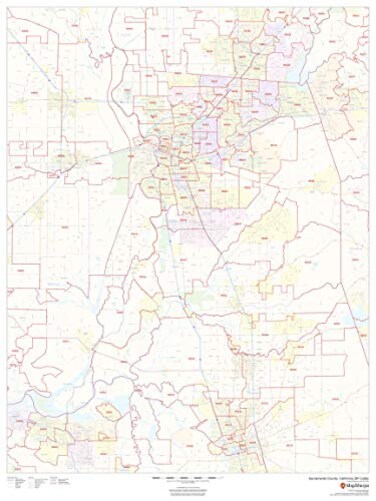 MapSherpa Sacramento County, California Zip Codes - 36" x 48" Laminated Wall Map