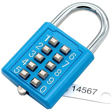 TEMEILI MIONI 10 Position Button Combination Padlock, 5 Position Locking Mechanism, bluexi15:18