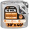 Xpose Safety Heavy Duty Poly Tarp - 30' x 40' - 10 Mil Thick Waterproof, UV Blocking Protective Cover - Reversible Silver and Black - Laminated Coating - Grommets - by