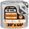 Xpose Safety Heavy Duty Poly Tarp - 30' x 40' - 10 Mil Thick Waterproof, UV Blocking Protective Cover - Reversible Silver and Black - Laminated Coating - Grommets - by