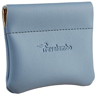 Travelambo Leather Squeeze Coin Purse Pouch Change Holder For MenWomen ,Access Blue Classic