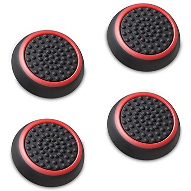 Fosmon Performance Thumb Grips Gaming Controller Joystick Caps, Red, 2 Pair