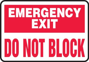 AccuformNMC "Emergency Exit - Do Not Block" Safety Sign, Plastic