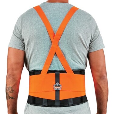Ergodyne ProFlex 100HV Back Support Brace, High Visibility Support Belt, 8" Spandex Material, Removeable Straps