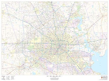 MapSherpa Harris County, Texas - 48" x 36" Laminated Wall Map