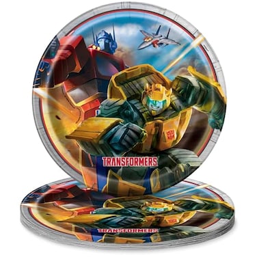 Unique Round Dinner Paper Plates - 9", Transformers, 8 Pcs
