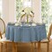 Newbridge 90 Inch Round Fabric Tablecloth, Elegance Plaid, 100% Polyester, No Iron Soil Resistant Dining Room, Party and Banquet Table Cover, Solid Textured, Shadow Blue