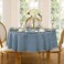 Newbridge 90 Inch Round Fabric Tablecloth, Elegance Plaid, 100% Polyester, No Iron Soil Resistant Dining Room, Party and Banquet Table Cover, Solid Textured, Shadow Blue